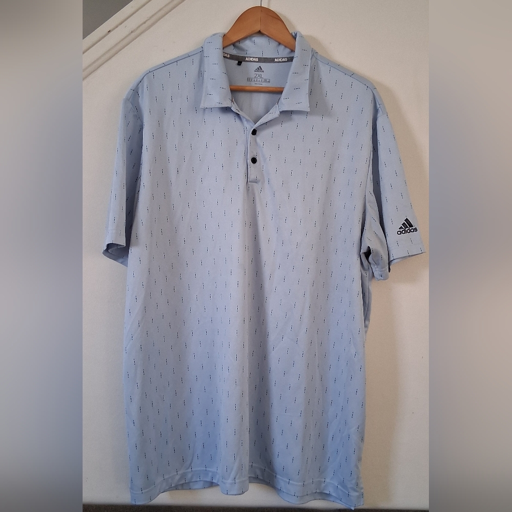 Adidas Men's Light Blue Polo with Logo Detail